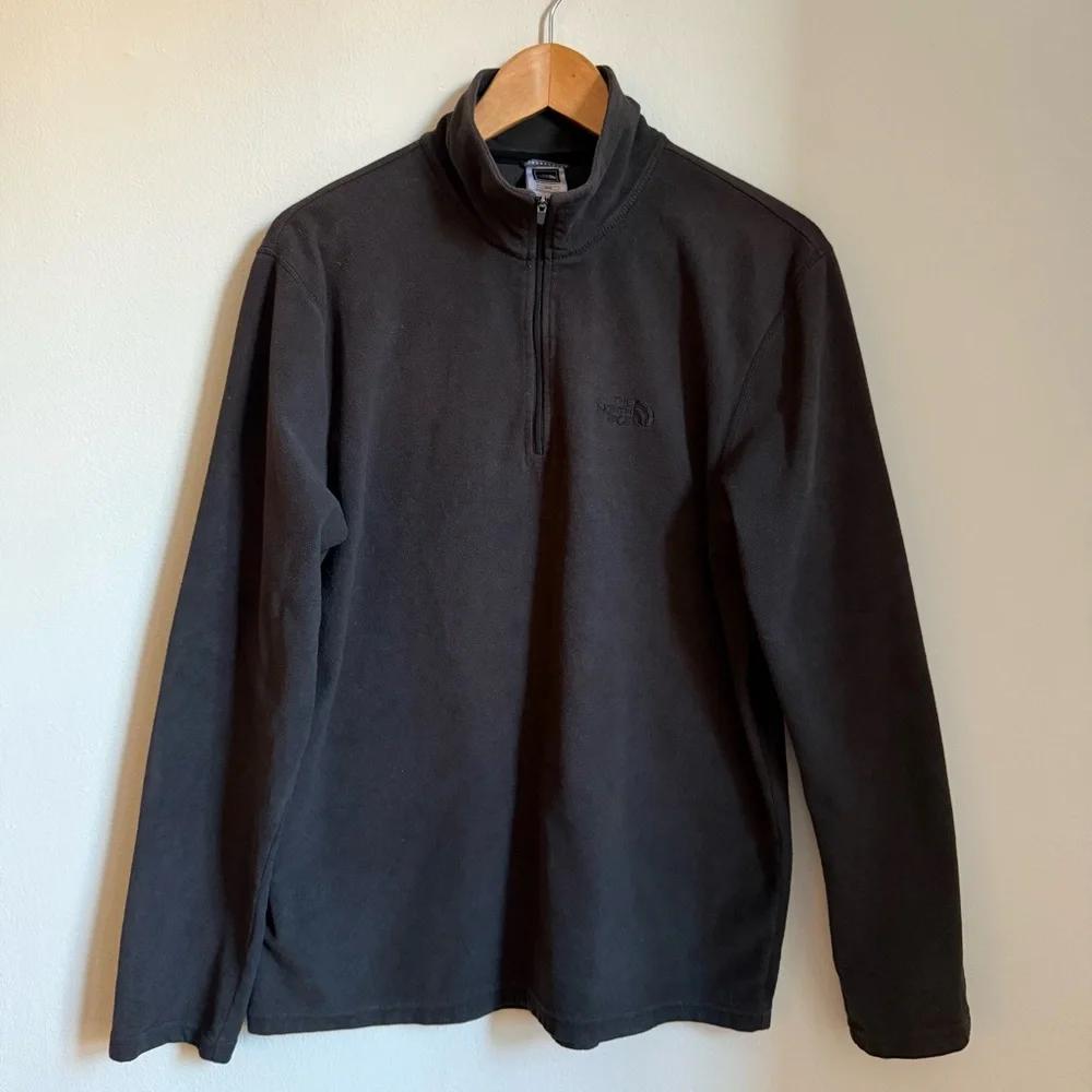 The North Face Fleece Sweater Pullover Men's Black Half-zip Stand collar Size M